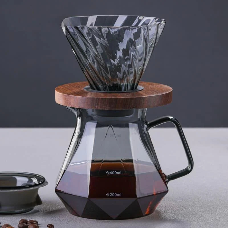 Borosilicate Glass Coffee Pot with Hario V60 Dripper for Perfect Brewing