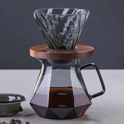 Borosilicate Glass Coffee Pot with Hario V60 Dripper for Perfect Brewing