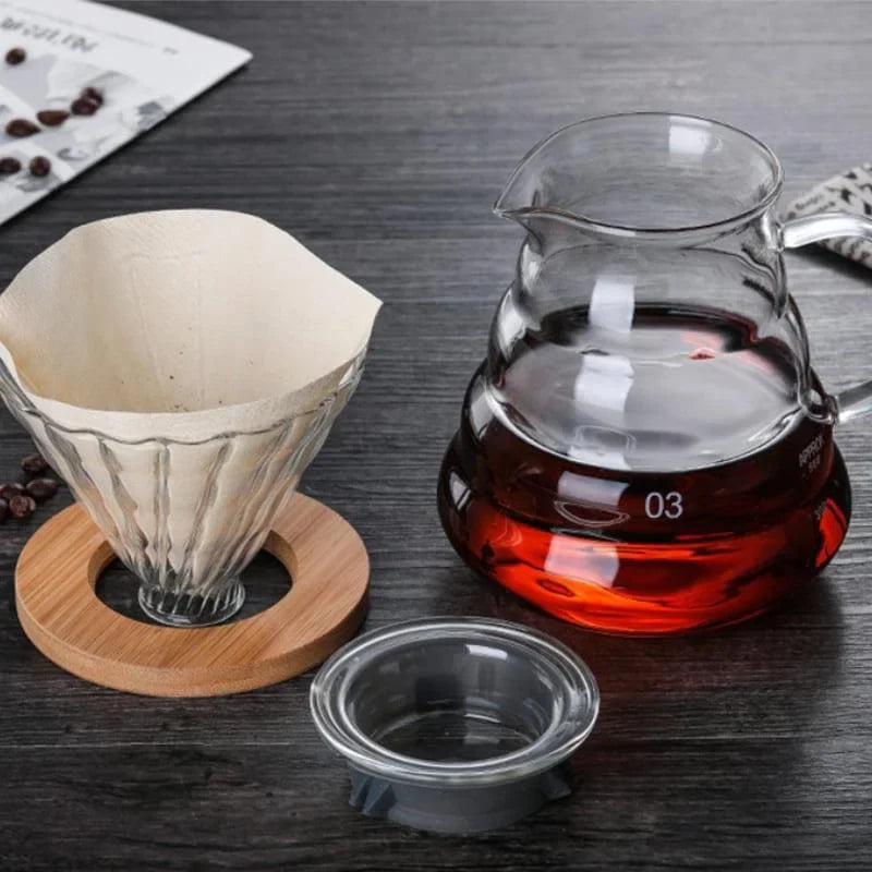 Borosilicate Glass Coffee Carafe with Hario V60 Dripper