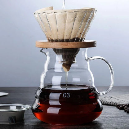 Borosilicate Glass Coffee Carafe with Hario V60 Dripper