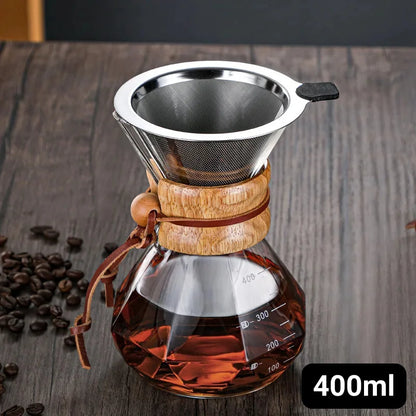 Borosilicate Glass Manual Coffee Maker with Elegant Diamond Pattern