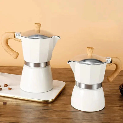 Espresso Monzzo Aluminum Moka Pot with Wooden Handle