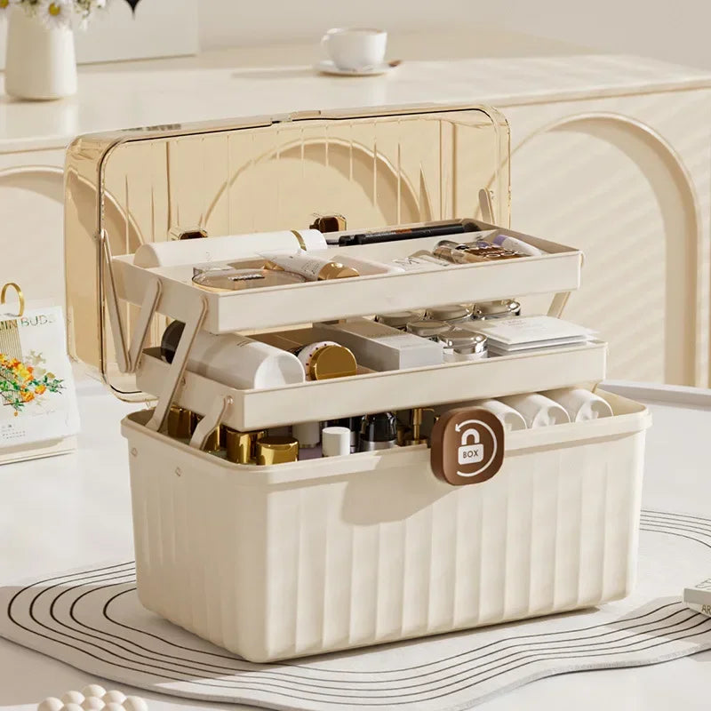 Monzzi Makeup Organizer Box with Handle and Dividers