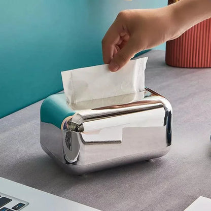 Monzzi Decorative Chrome Tissue and Paper Holder Box for Stylish Organization