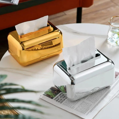 Monzzi Decorative Chrome Tissue and Paper Holder Box for Stylish Organization