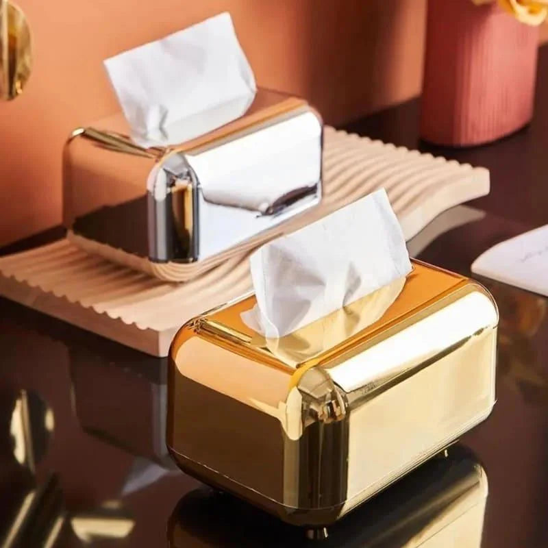 Monzzi Chrome Tissue and Paper Holder Box for Stylish Organization and Décor
