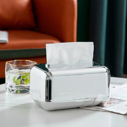 Monzzi Decorative Chrome Tissue and Paper Holder Box for Stylish Organization