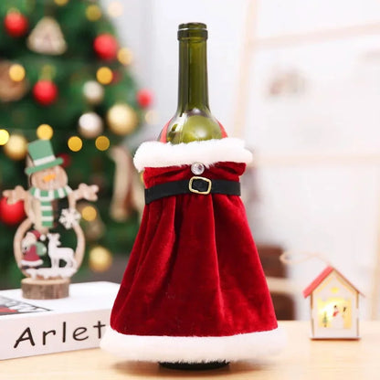 Velvet Christmas Wine Bottle Cover for Elegant Monzzi Decor