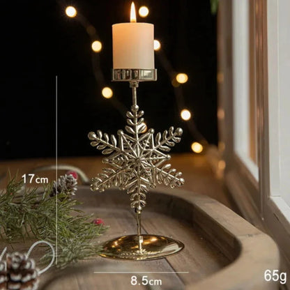 Monzzi Golden Iron Candle Holder with Star and Reindeer Christmas Decor