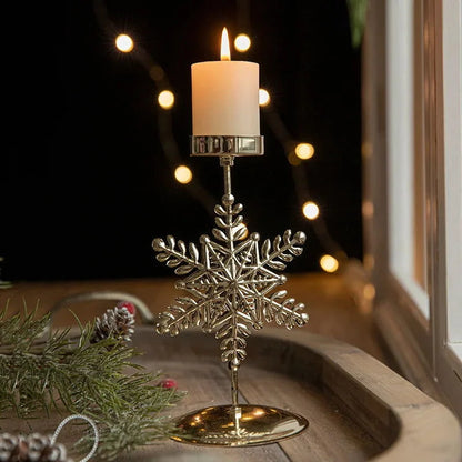 Golden Iron Candle Holder with Star and Reindeer - Festive Christmas Decor by Monzzi