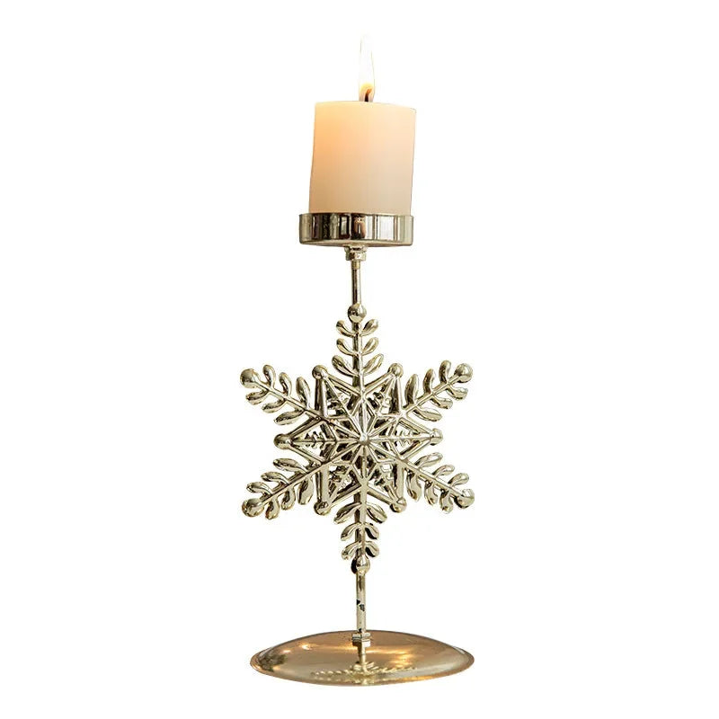 Golden Iron Candle Holder with Star and Reindeer - Festive Christmas Decor by Monzzi