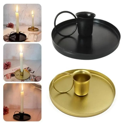 Portable Metal Candle Holder with Handle for Table and Living Room Decor