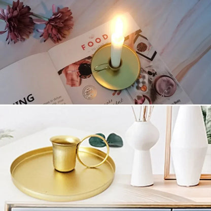 Portable Metal Candle Holder with Handle for Table and Living Room Decor
