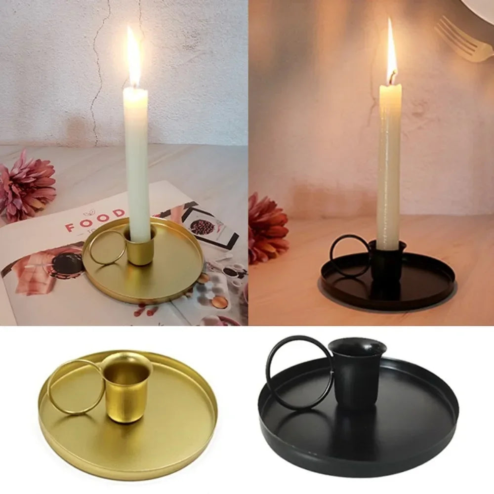 Portable Metal Candle Holder with Handle for Table and Living Room Decor
