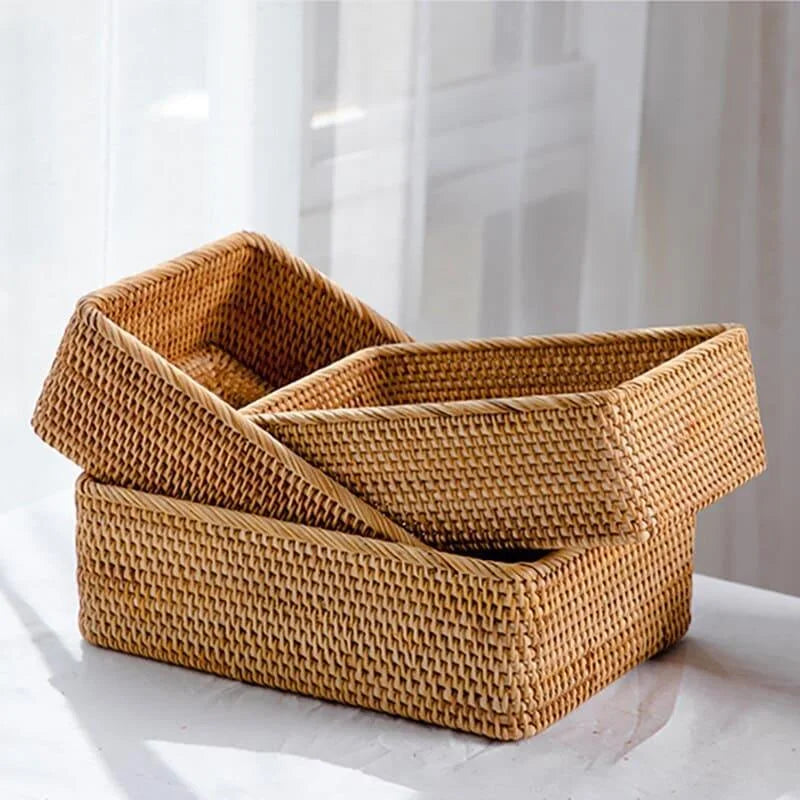 Handcrafted Rattan Straw Storage Basket for Natural Home Décor