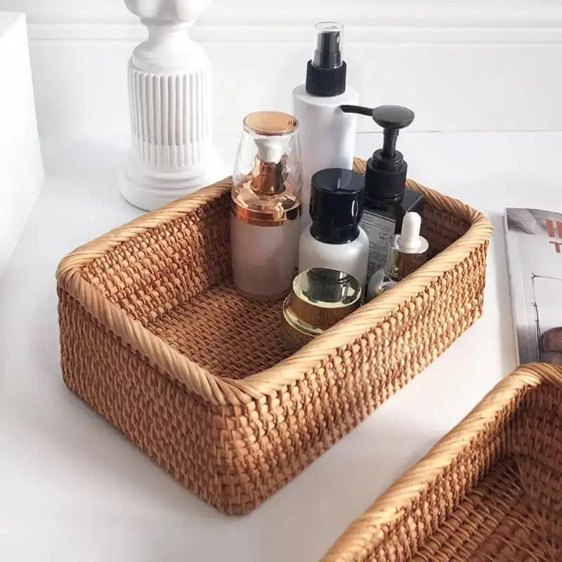 Handcrafted Rattan Straw Storage Basket for Natural Home Décor