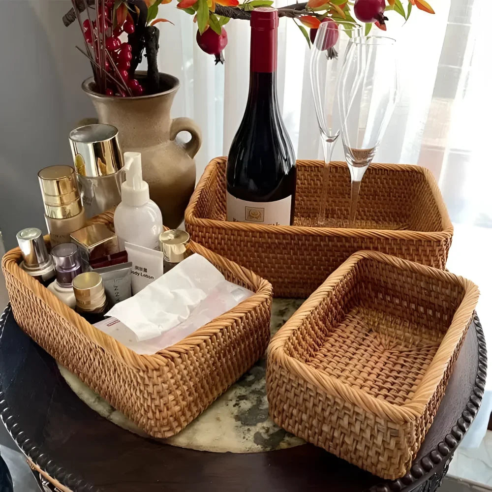 Handcrafted Rattan Straw Storage Basket for Natural Home Décor