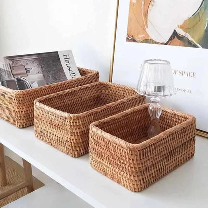Handcrafted Rattan Straw Storage Basket for Natural Home Décor