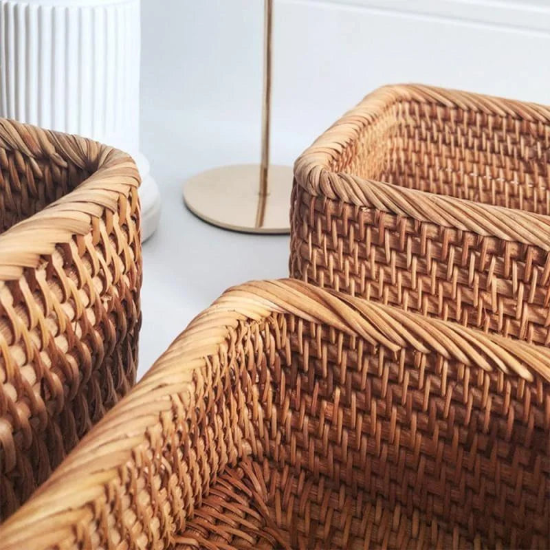 Handcrafted Rattan Straw Storage Basket for Natural Home Décor