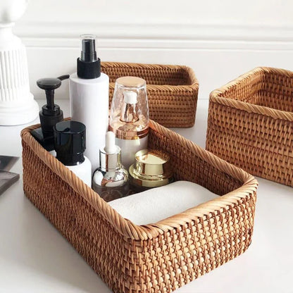 Handcrafted Rattan Straw Storage Basket for Natural Home Décor