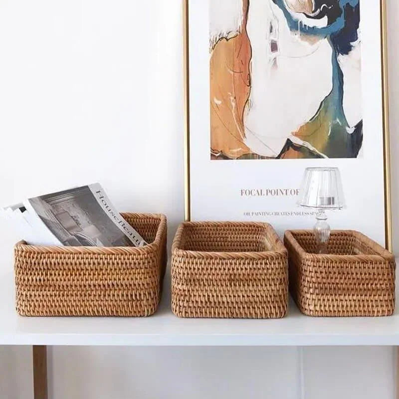 Handcrafted Rattan Straw Storage Basket for Natural Home Décor