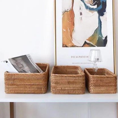 Handcrafted Rattan Straw Storage Basket for Natural Home Décor
