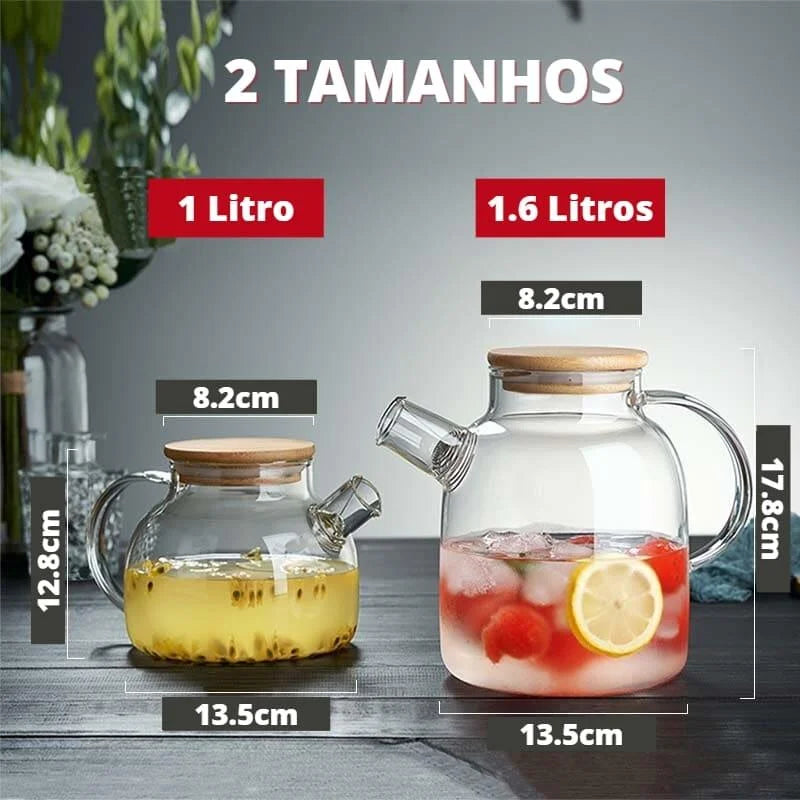 Monzzi 1L Borosilicate Glass Teapot with Bamboo Lid
