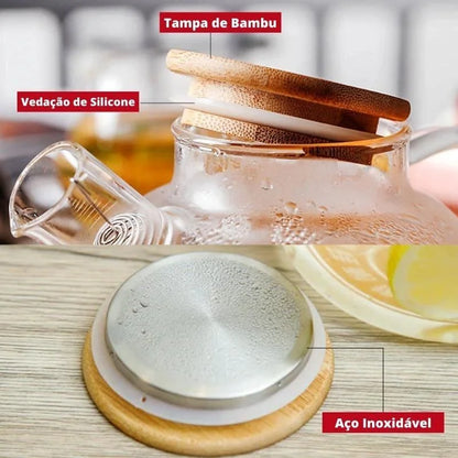 Borosilicate Glass Teapot with Bamboo Lid - 1L by Monzzi