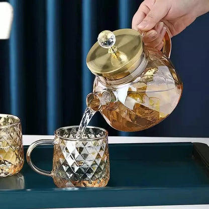 Borosilicate Glass Teapot with Diamond-Inox Lid for Monzzi Tea