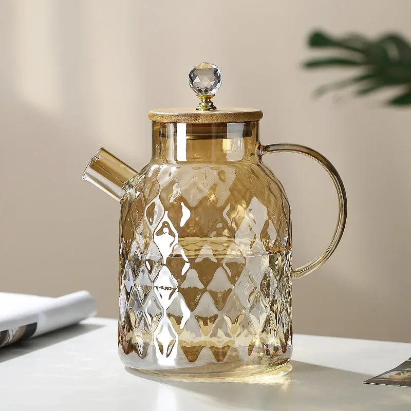 Borosilicate Glass Teapot with Diamond-Inox Lid for Monzzi Tea