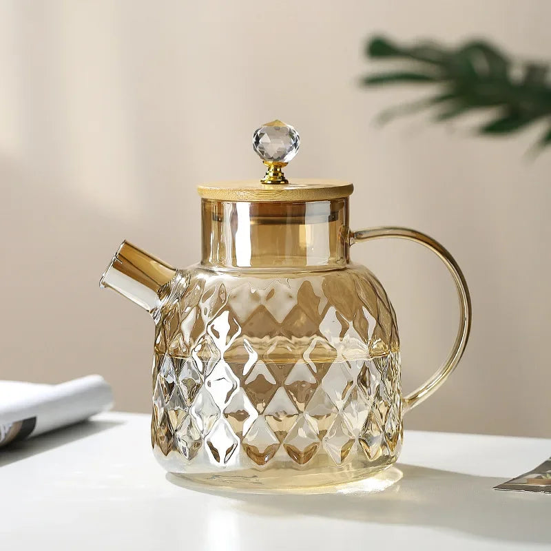 Borosilicate Glass Teapot with Diamond-Inox Lid for Monzzi Tea