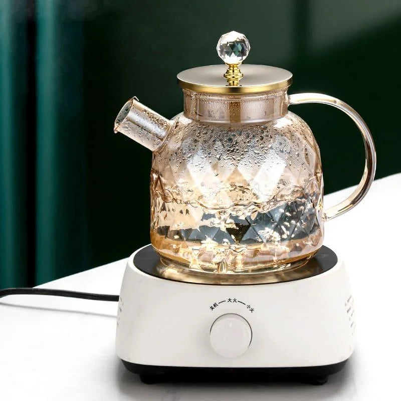 Borosilicate Glass Teapot with Diamond-Inox Lid for Monzzi Tea