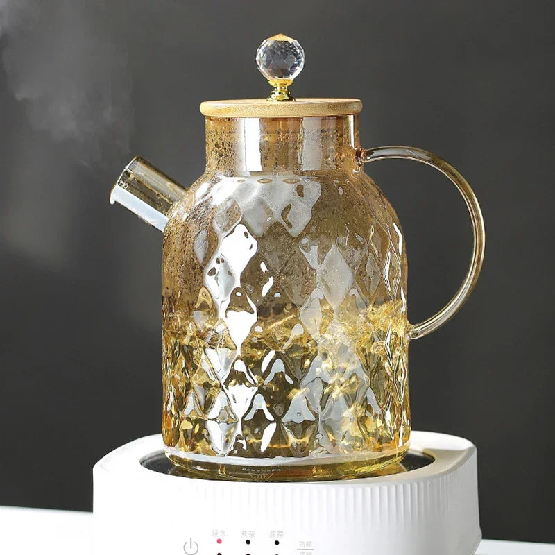 Borosilicate Glass Teapot with Diamond-Inox Lid for Monzzi Tea