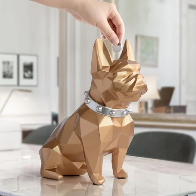 Rustic French Bulldog Resin Coin Bank for Charming Table Decor