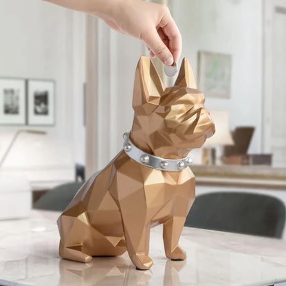 Rustic French Bulldog Resin Coin Bank for Charming Table Decor