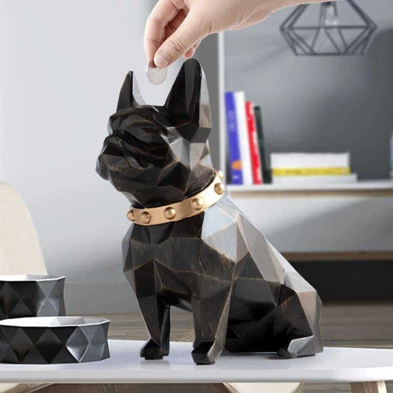 Rustic French Bulldog Resin Coin Bank for Charming Table Decor