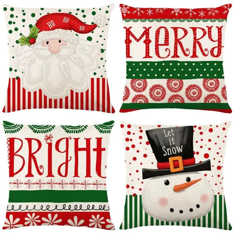 Monzzi Set of 4 Festive Christmas Polyester Cushion Covers