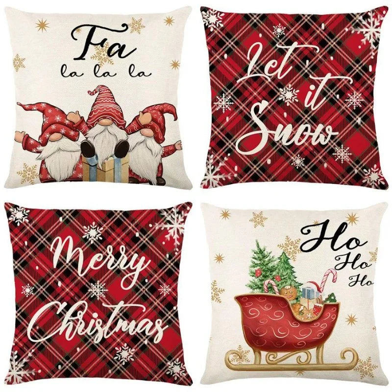 Monzzi Set of 4 Festive Christmas Polyester Cushion Covers