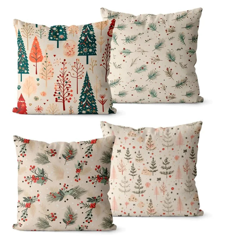 Monzzi Christmas Pillow Cover Set - 4 Decorative Covers