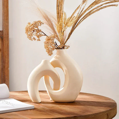 Pair of Elegant Couple Vases for Living Room and Console Table Decor