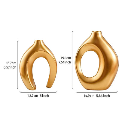 Pair of Elegant Couple Vases for Living Room and Console Table Decor