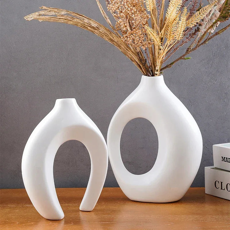 Pair of Elegant Couple Vases for Living Room and Console Table Decor