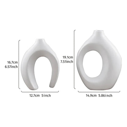 Pair of Elegant Couple Vases for Living Room and Console Table Decor