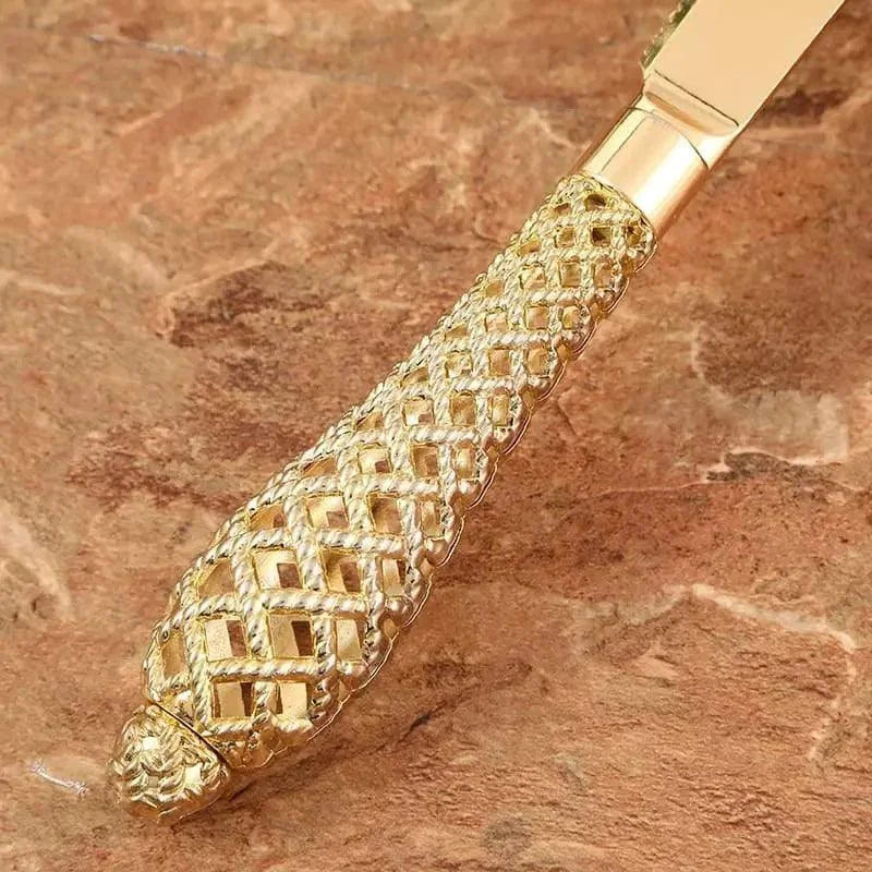 Deluxe Golden Cake Spatula and Knife Set