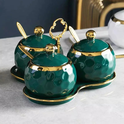 Monzzi Kitchen White Ceramic Sugar and Salt Pot Set