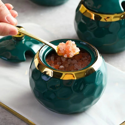 Monzzi Kitchen White Ceramic Sugar and Salt Pot Set