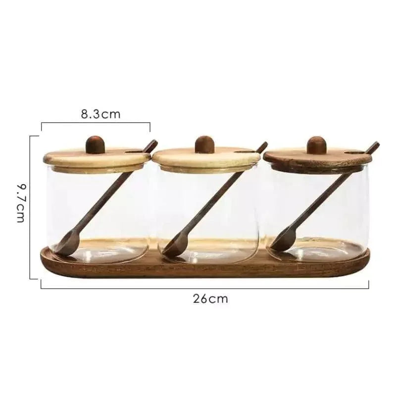 Glass Jar Set with Wooden Lids for Kitchen Organization