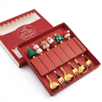 Monzzi 4-Piece Decorative Stainless Steel Cutlery Set for a Festive Christmas Table