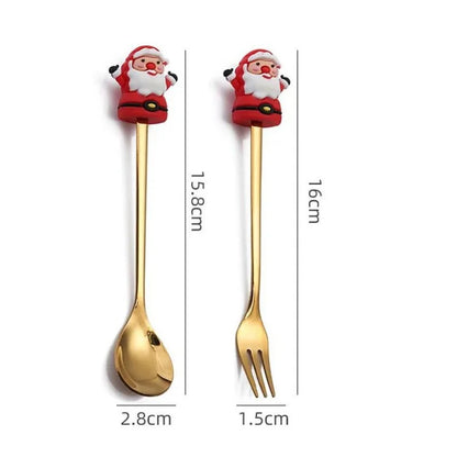 Monzzi 4-Piece Decorative Stainless Steel Cutlery Set for a Festive Christmas Table