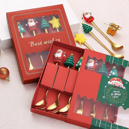 Monzzi 4-Piece Decorative Stainless Steel Cutlery Set for a Festive Christmas Table